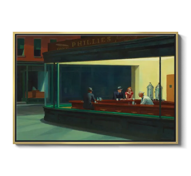 late night diner interior with group of people