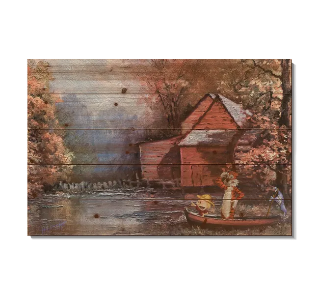 creatures on boat near barn house