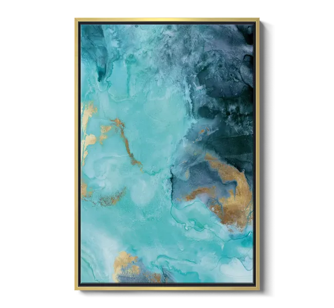 gold, teal, and blue abstract