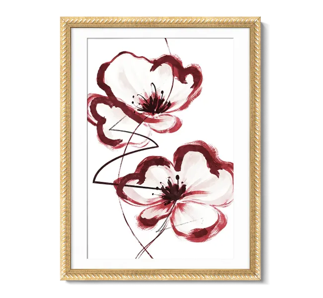 minimalist red flower art against white background
