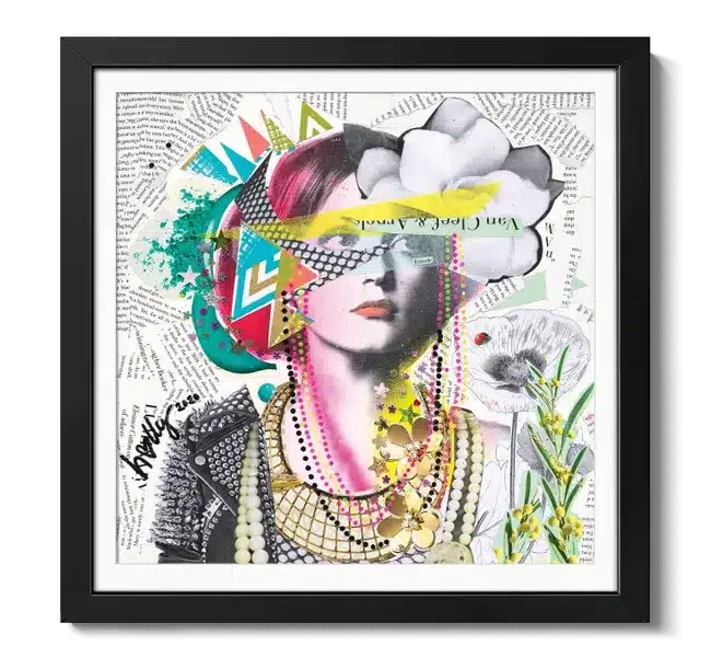 portrait of woman with graffiti overlay