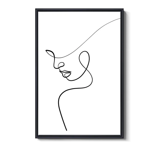 black line face art against white background