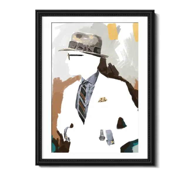 side profile of man wearing suit and hat