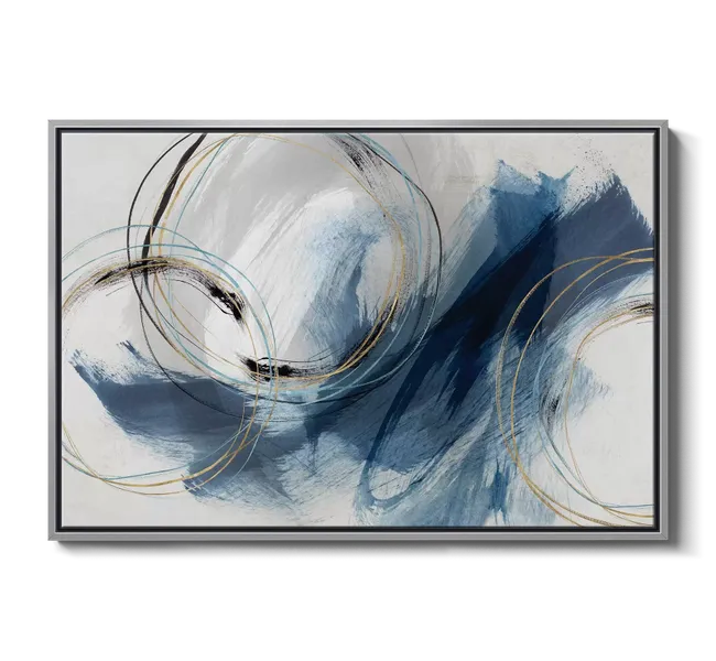 blue and gold swirls on white