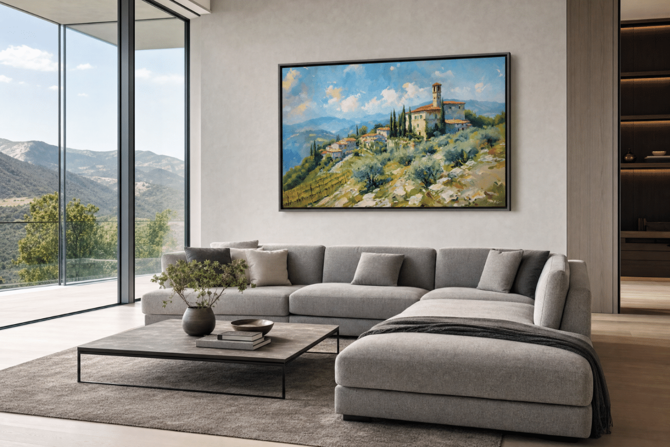 fine art landscape above couch
