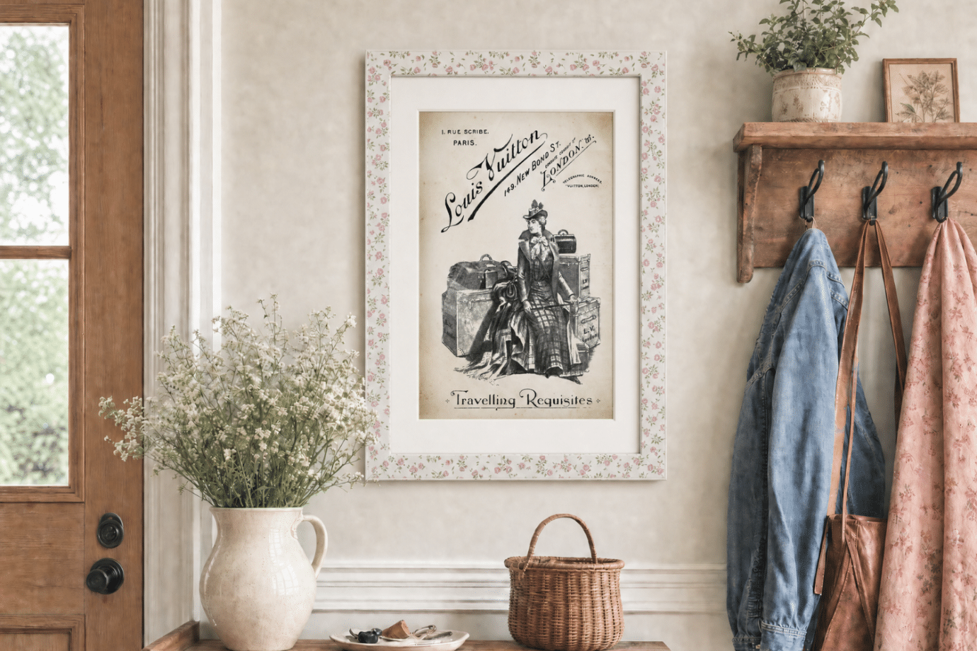 vintage poster in floral frame
