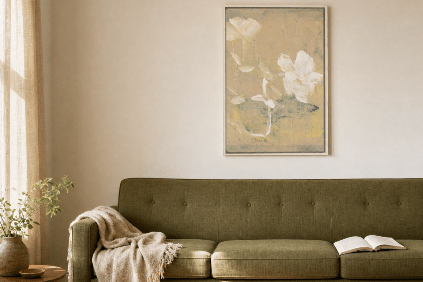 does wall art need to match furniture - artwork above couch