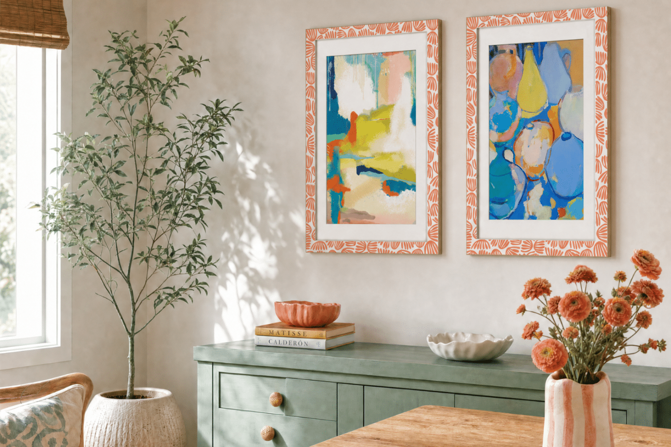 abstract colorful artwork in colorful frames