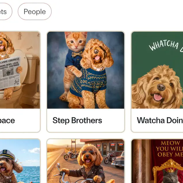 turn a photo into a painting  - squares of dogs in various scenes