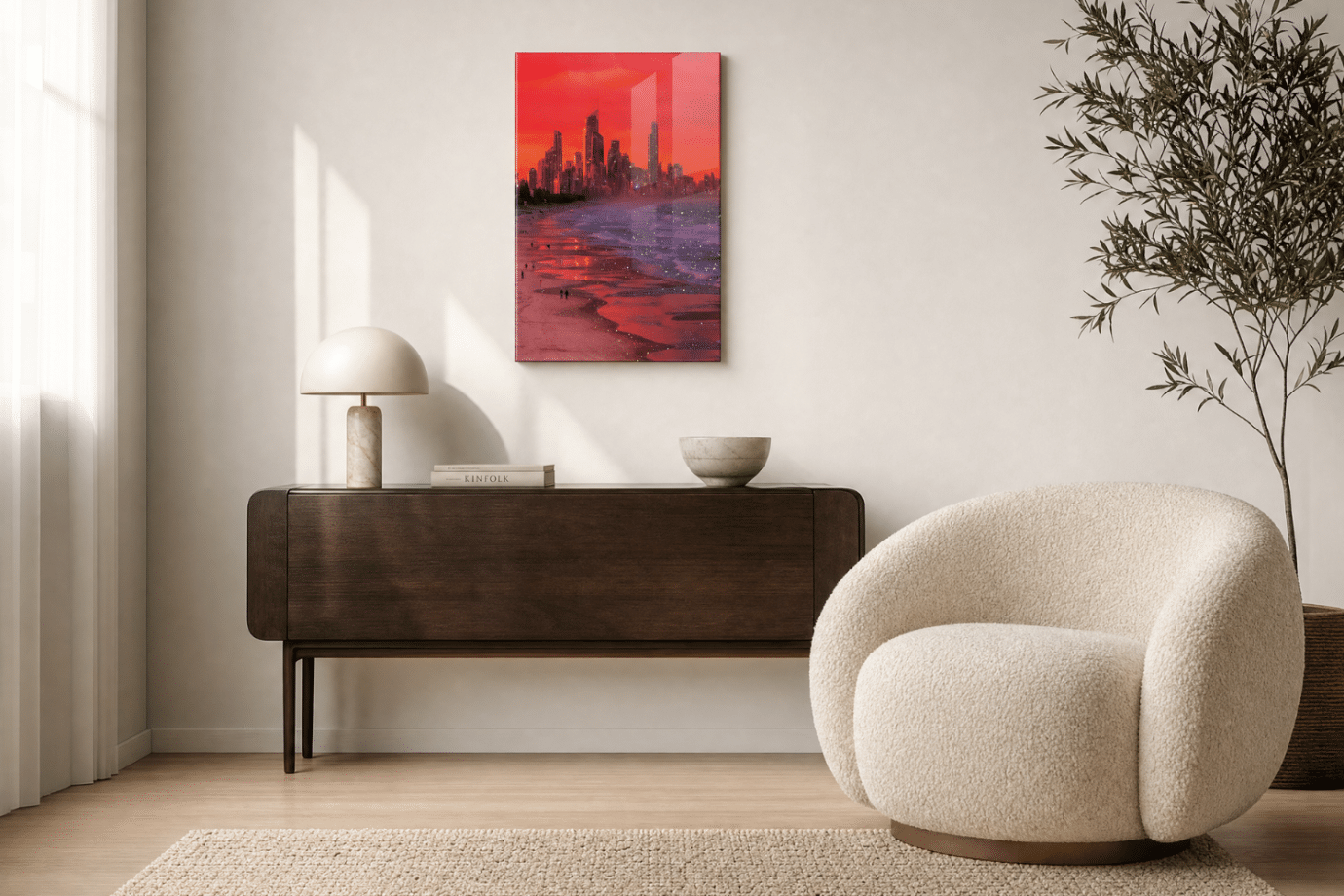 acrylic glass ocean artwork in living room