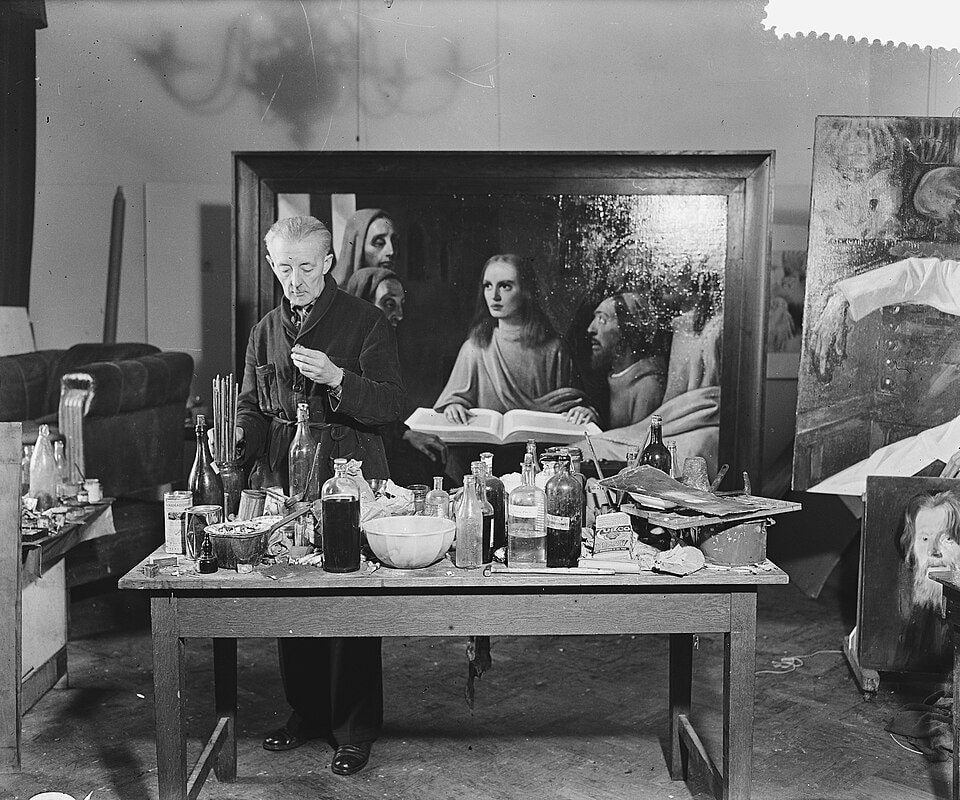 van meegeren in his artist's studio