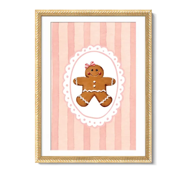 gingerbread against pink striped background