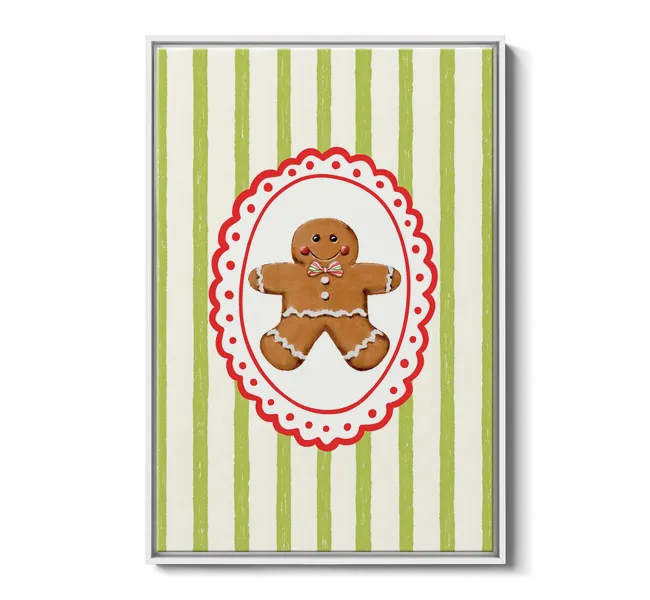 gingerbread against green and white striped background