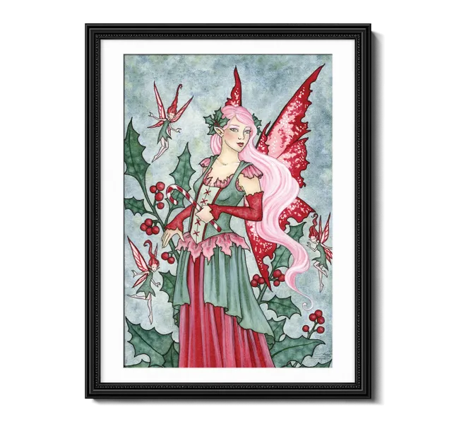 fairy with red wings and pink hair