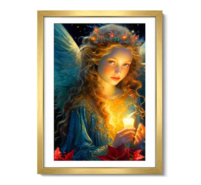 girl with angle wings holding a candle
