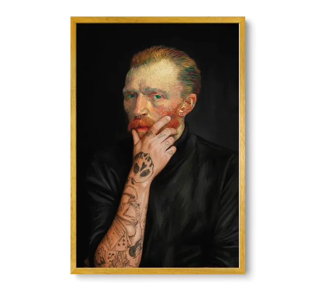 portrait of van gogh with tattoos on arm