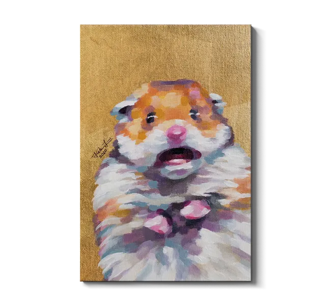 portrait of hamster with open mouth