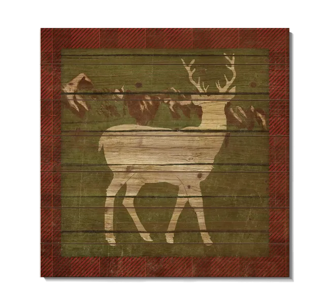 deer silhouette against green and red background