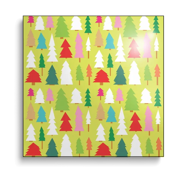 multicolored christmas trees against green background