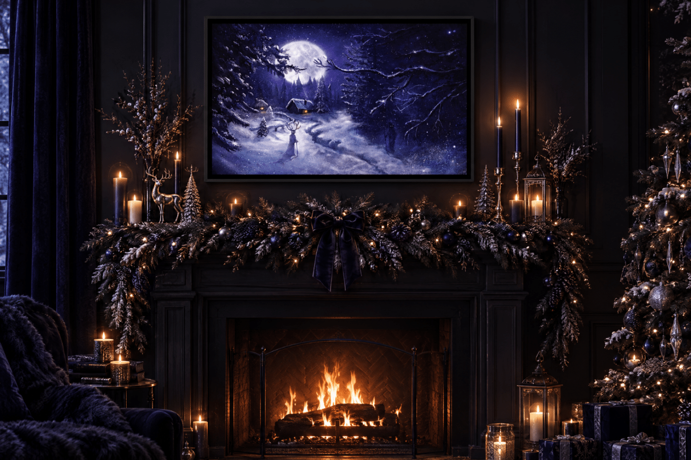 moody winter christmas art